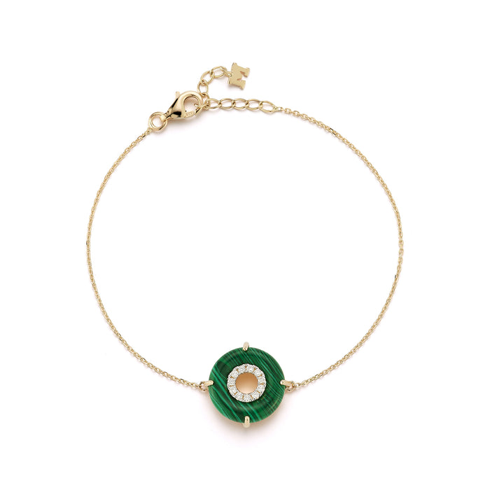 Malachite Donut Diamond Chain Bracelet