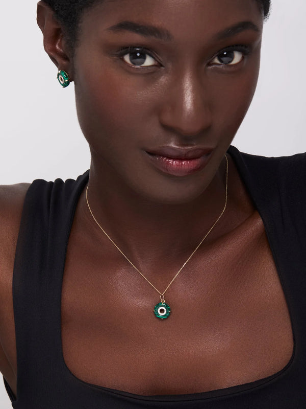 14kt Malachite Donut Diamond Inner Circle NecklaceMATEO Jewelry New York
