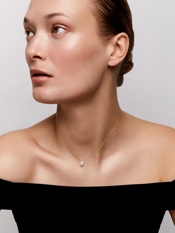 14kt Diamond Studded Baroque Pearl NecklaceMATEO Jewelry New York