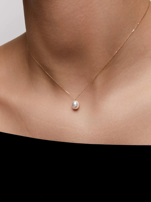 14kt Diamond Studded Baroque Pearl NecklaceMATEO Jewelry New York