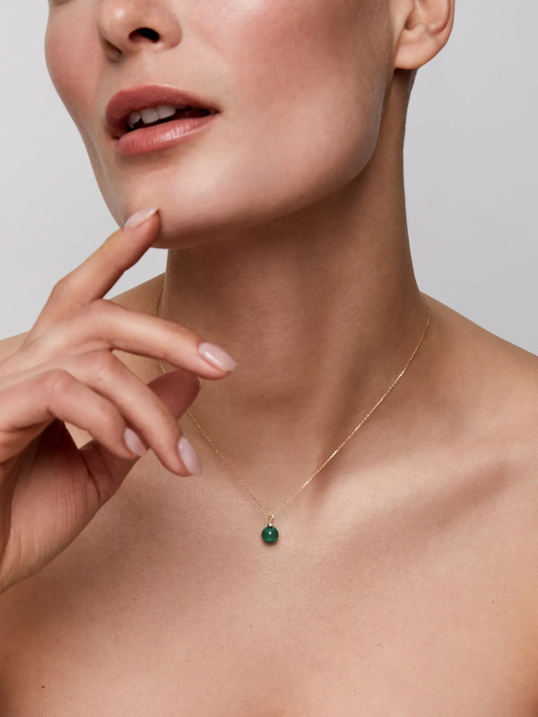 14kt Gold Malachite and Diamond Dot NecklaceMATEO Jewelry New York