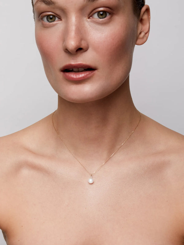 14kt Gold Pearl and Diamond Dot NecklaceMATEO Jewelry New York