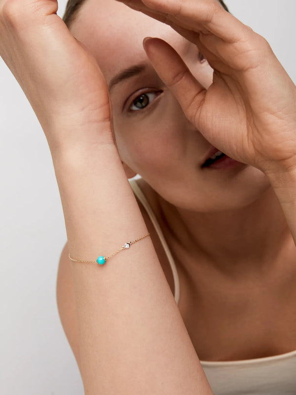 14kt Gold Turquoise and Diamond Dot BraceletMATEO Jewelry New York