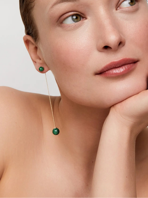 Malachite Ball Drop Earrings