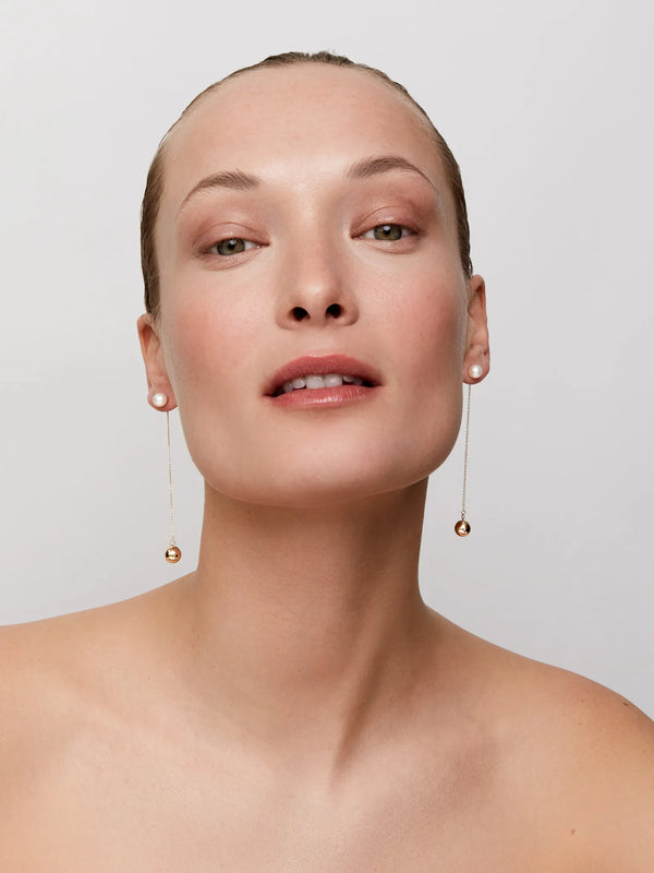 14kt Gold & Pearl Ball Drop EarringsMATEO Jewelry New York