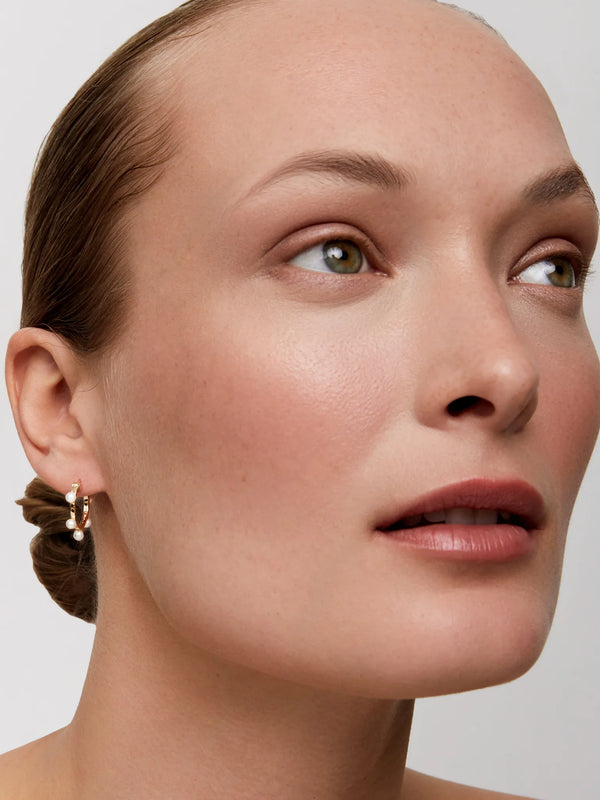 14kt Small Pearl Dot HoopsMATEO Jewelry New York