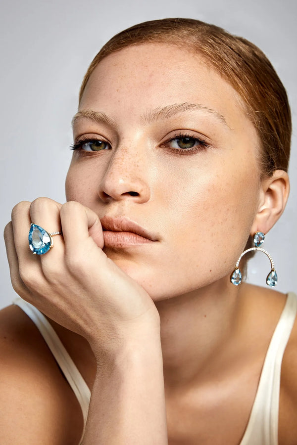14kt Swiss Blue Topaz Pear RingMATEO Jewelry New York