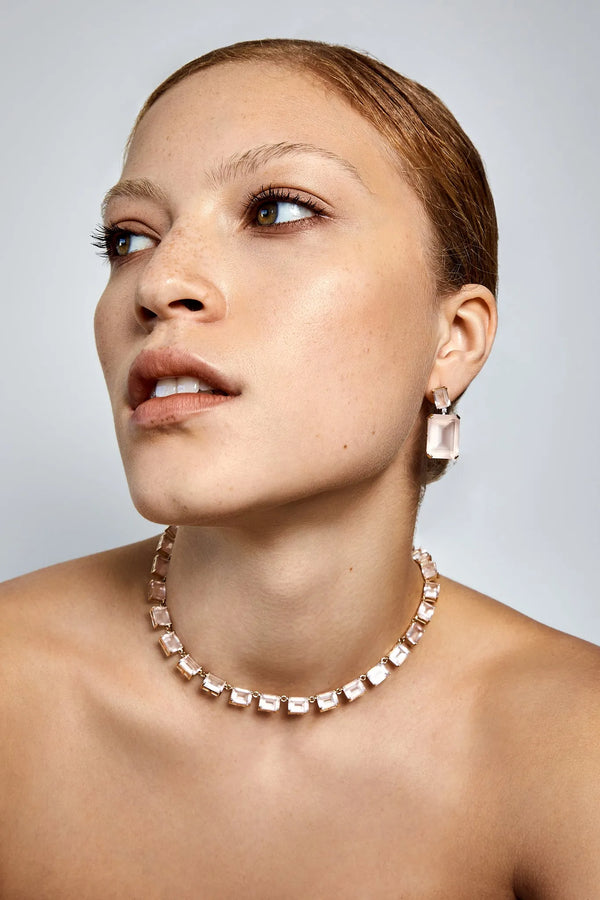 14kt Rose Quartz Frame EarringsMATEO Jewelry New York