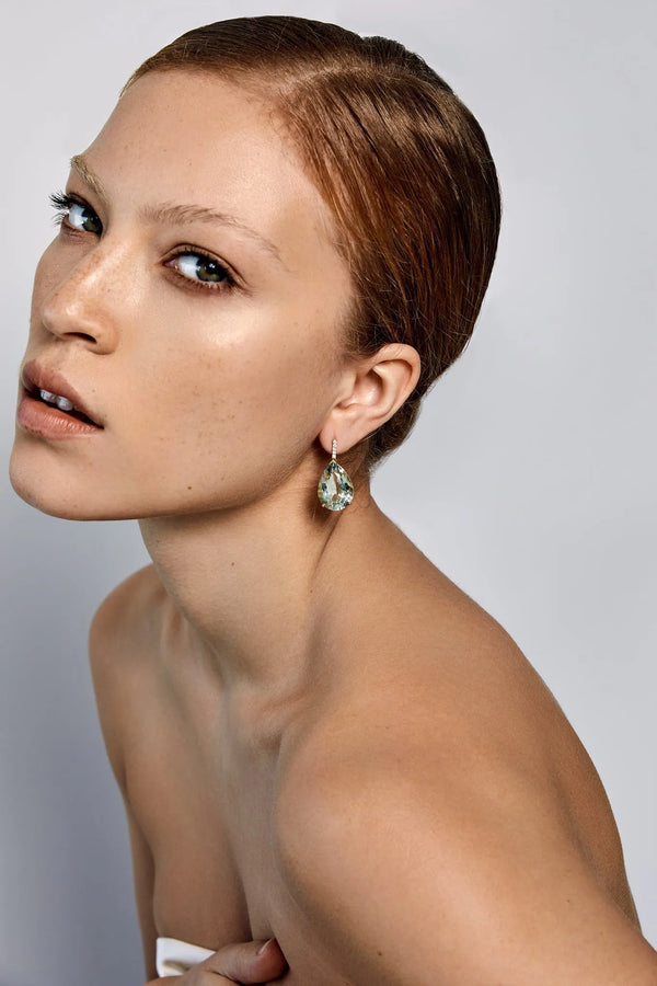 14kt Green Amethyst Pear drop earringsMATEO Jewelry New York