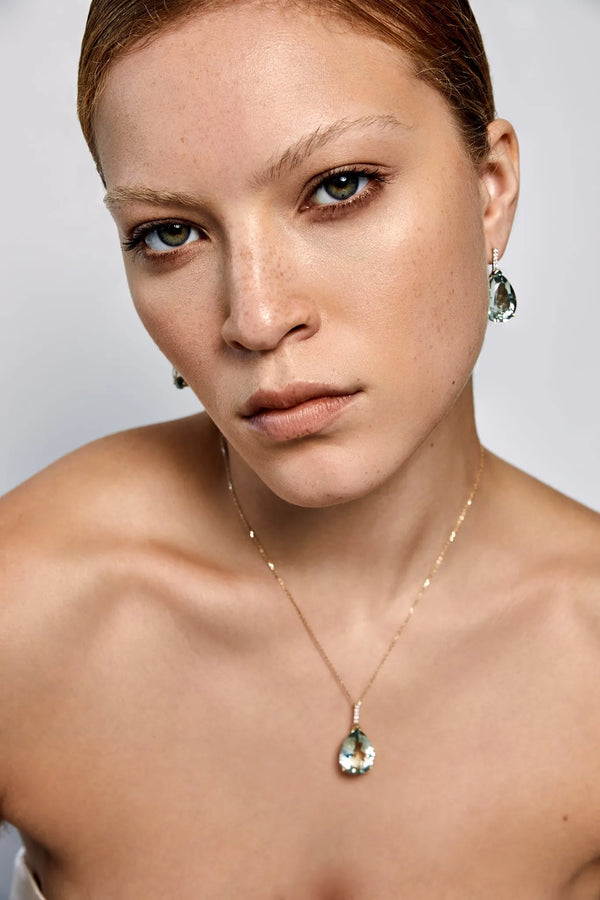14kt Green Amethyst Pear NecklaceMATEO Jewelry New York