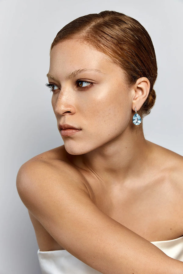 14kt Swiss Blue Topaz Pear drop earringsMATEO Jewelry New York