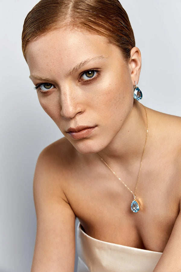 14kt Swiss Blue Topaz Pear NecklaceMATEO Jewelry New York