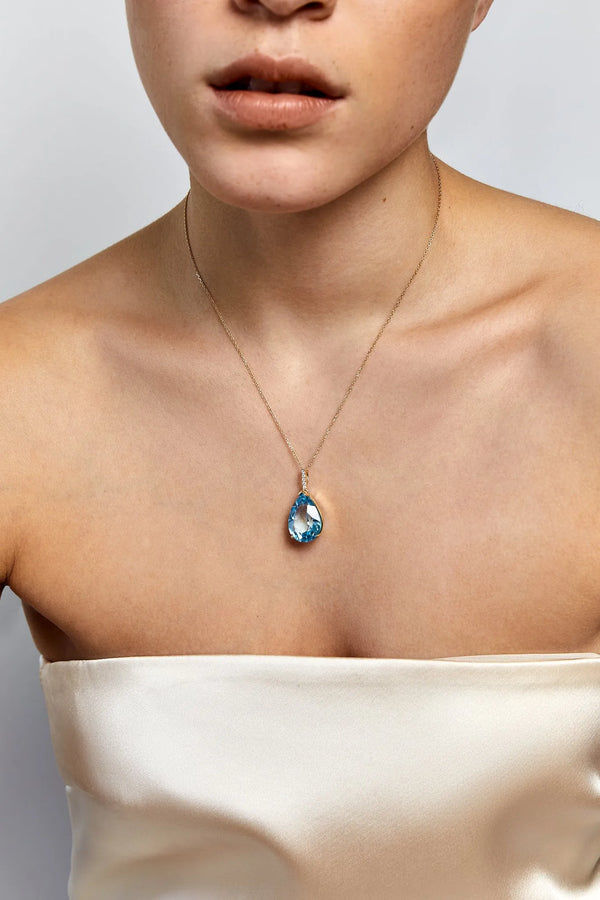 14kt Swiss Blue Topaz Pear NecklaceMATEO Jewelry New York
