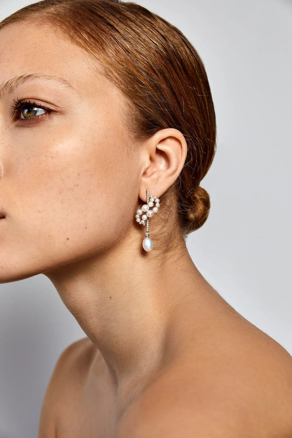 14kt Gold Pearl Curve Form EarringsMATEO Jewelry New York