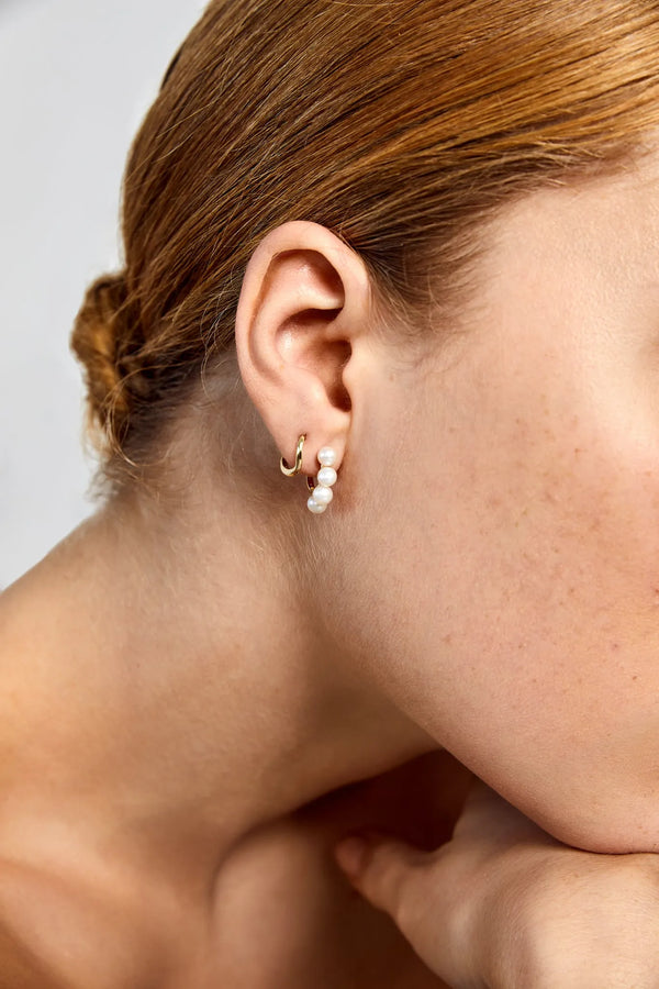14kt 4 Point Pearl HoopsMATEO Jewelry New York
