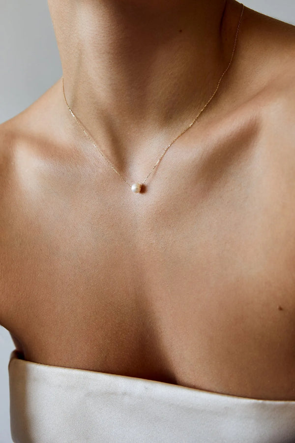 14kt Suspended Pearl NecklaceMATEO Jewelry New York