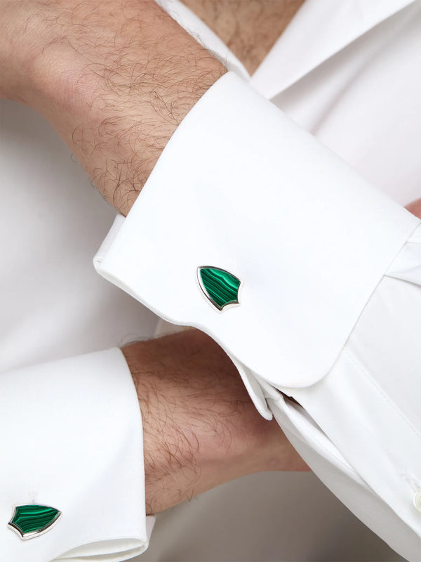 Malachite Shield CufflinksMATEO Jewelry New York