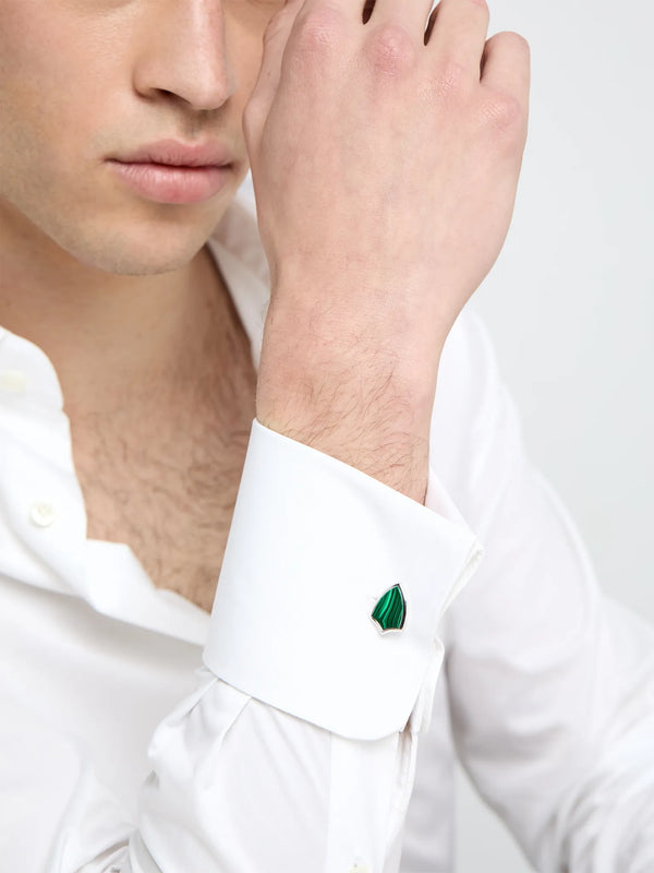 Malachite Shield CufflinksMATEO Jewelry New York