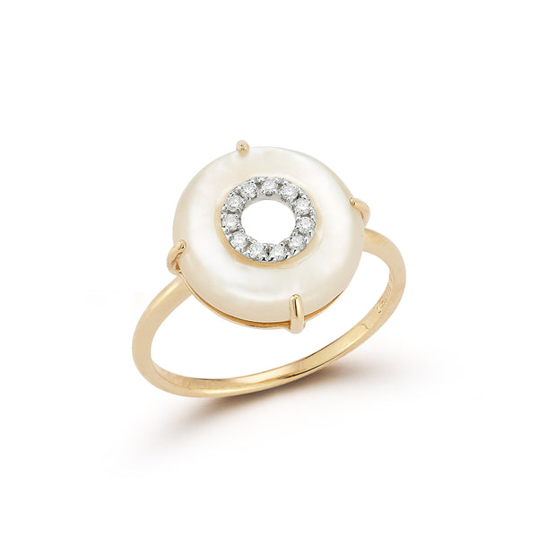 Mother of Pearl and Diamond Donut Ring