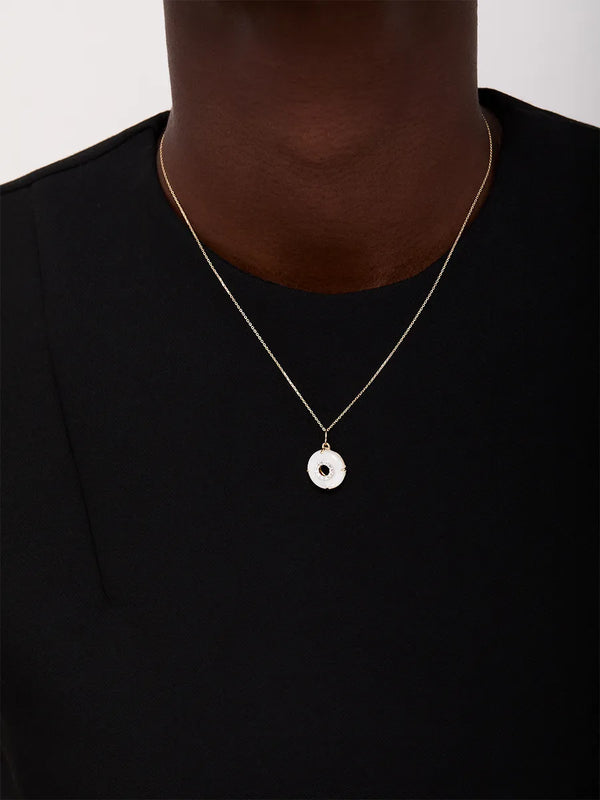 14kt Mother of Pearl Donut Diamond Inner Circle NecklaceMATEO Jewelry New York
