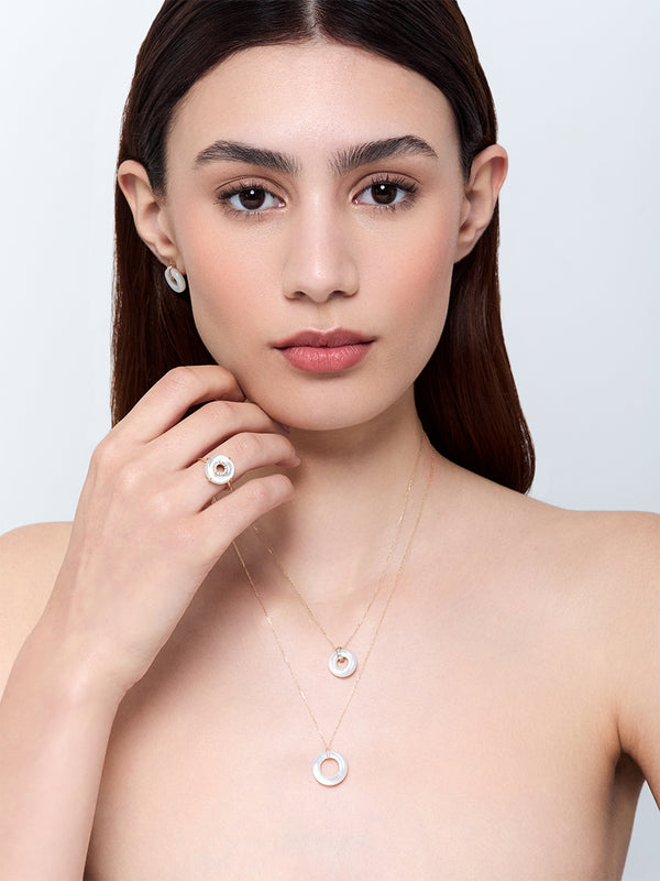 Mother of Pearl and Diamond Donut Ring