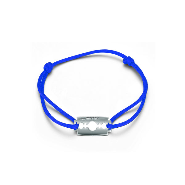 Razor Blade on Blue Nylon Cord