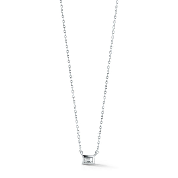 Platinum Diamond Baguette Necklace