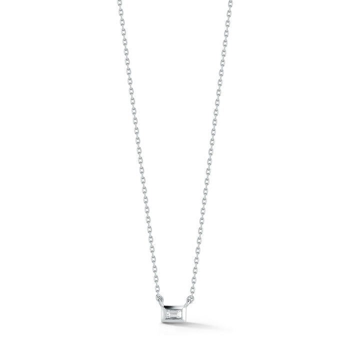 Platinum Diamond Baguette Necklace