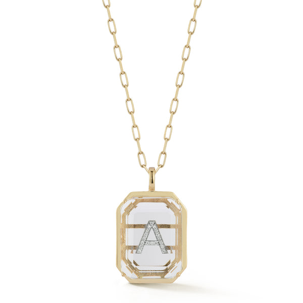 Large Gold Frame Secret Initial Necklace // A-Z