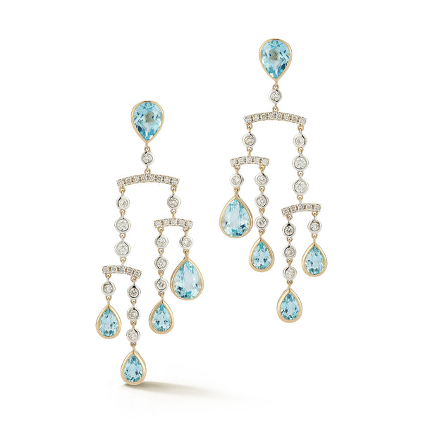 14kt Blue Topaz and Diamond Mobile Earrings