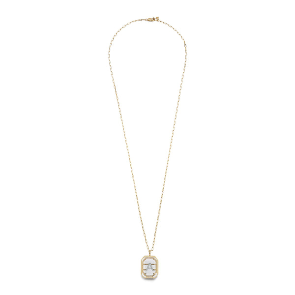 Large Gold Frame Secret Initial Necklace // A-Z