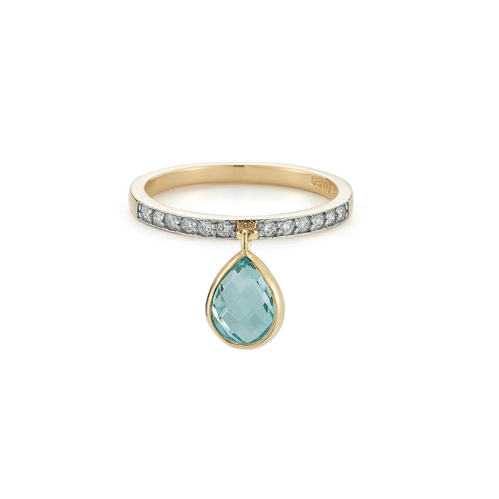 Blue Topaz Pear Dangle Ring