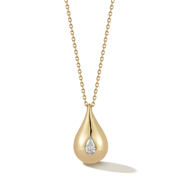 Colar gota de água com diamante 14kt