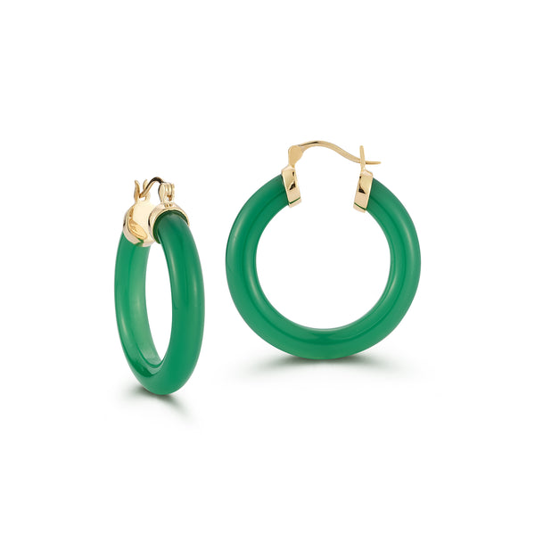 Green Chalcedony Hoops
