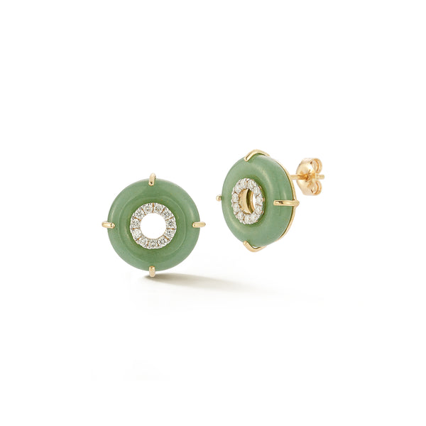 Jade Donut Diamond Inner Circle Studs