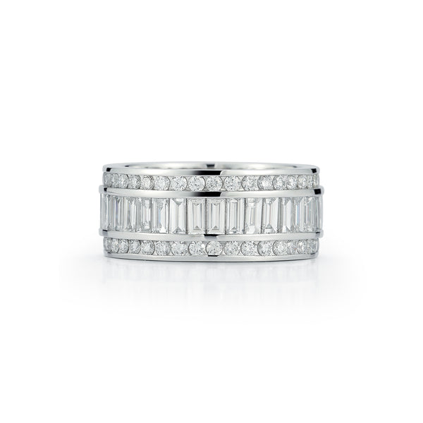 Platinum Layered Diamond Baguette Ring