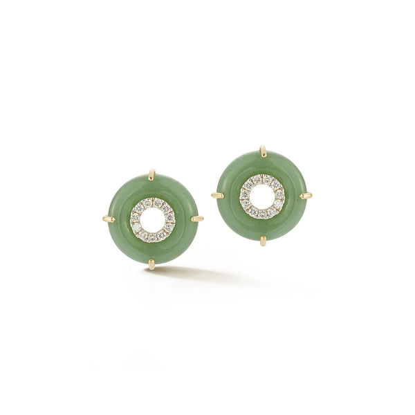 Jade Donut Diamond Inner Circle Studs