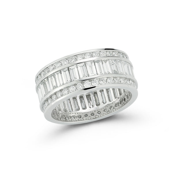 Platinum Layered Diamond Baguette Ring