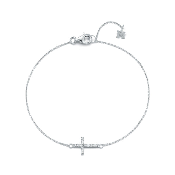 Silver Mini Diamonds Cross Bracelet