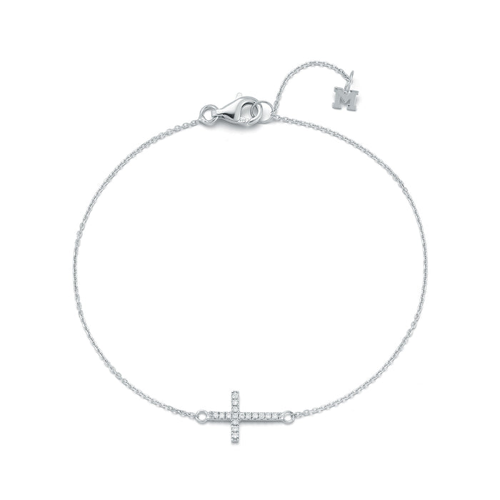 Silver Mini Diamonds Cross Bracelet