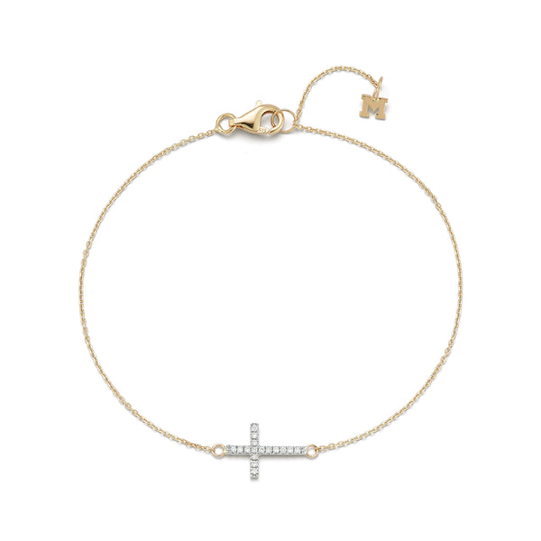 14kt Men's Mini Diamonds Cross Bracelet
