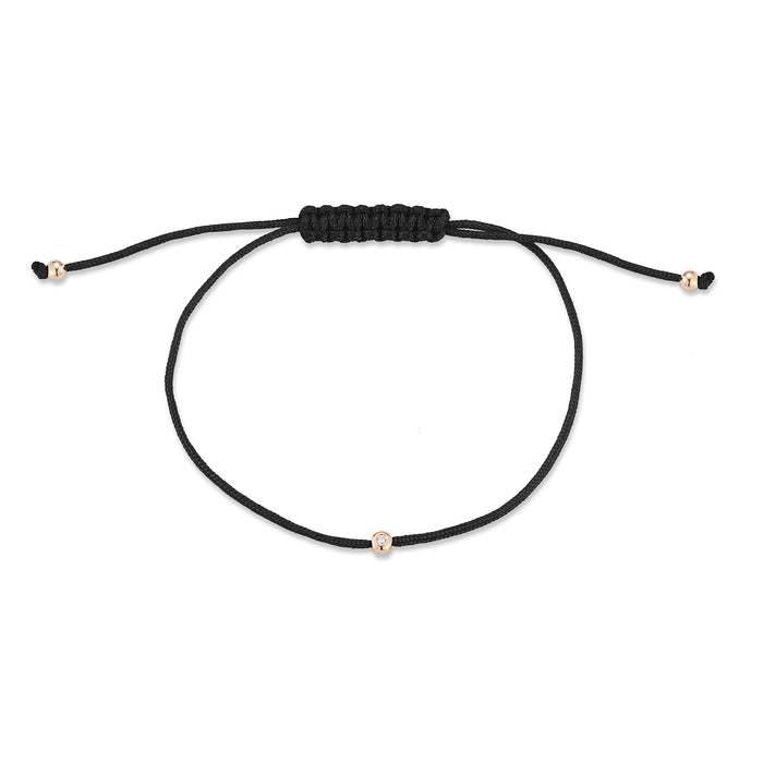 Diamond Dot on  Black Nylon Bracelet - Women