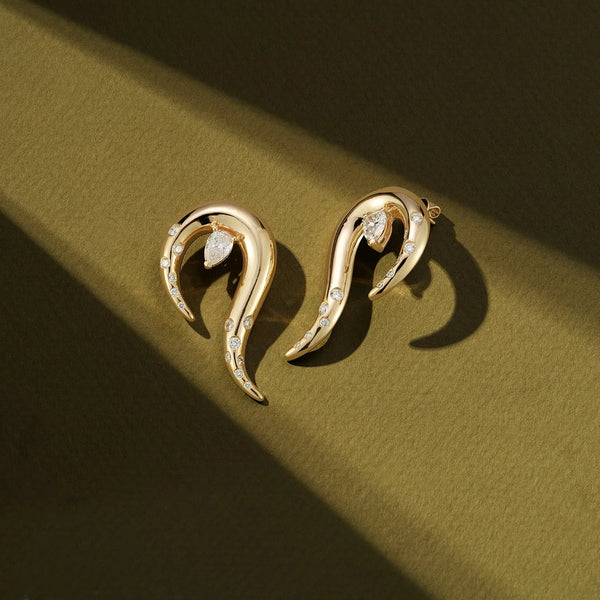 14kt Diamond Swoosh EarringsMATEO Jewelry New York