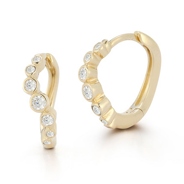 Huggies com moldura de diamante 14kt