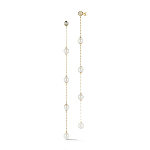 Brincos de diamantes e pérolas de 14kt