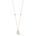 Green Amethyst Pear and Diamond Bezel Necklace
