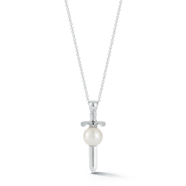 Sword in White Pearl Necklace