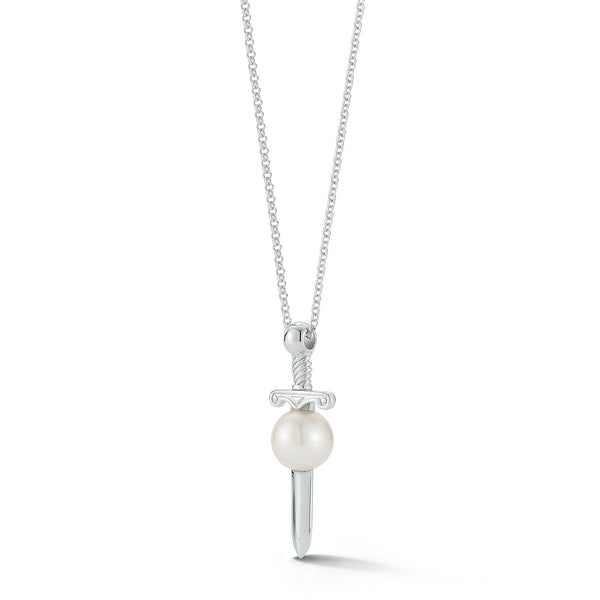 Sword in White Pearl Necklace
