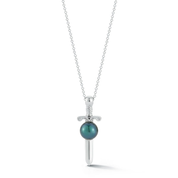 Sword in Black Pearl Necklace