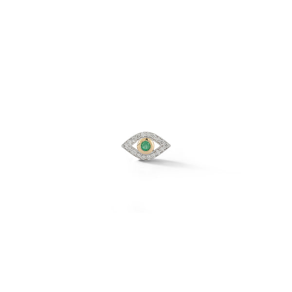 Single Emerald Evil Eye Stud